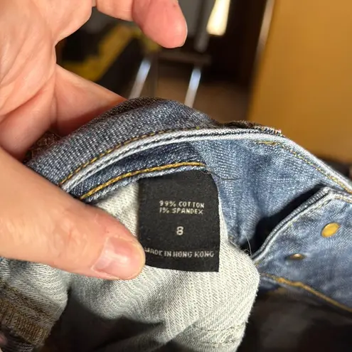 London Jean Low Rise Flare Wide Leg Medium Wash Blue Jeans Size 8