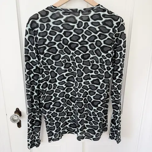 Proenza Schouler Leopard Animal Print Long Sleeve T-Shirt Top Size Medium M