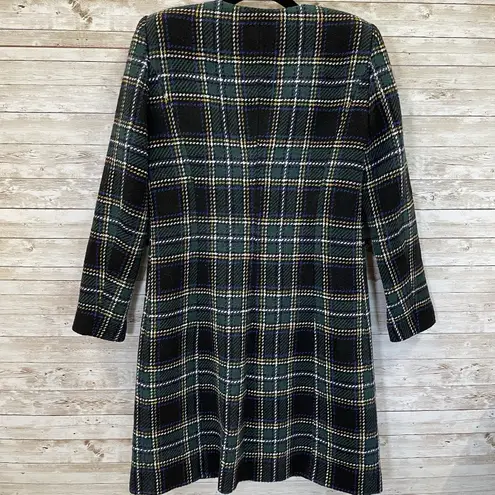 Calvin Klein  Womens 2 Jacket Tweed Topper Coat Green Plaid Tartan Open Front - Image 6