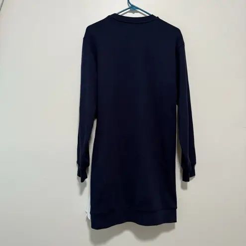 Tanya Taylor Callie French Terry Sweater Pleated Side Skirt Navy Blue Dress