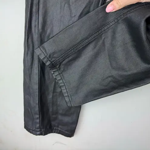 Missguided Black Moto Faux Leather Lace Up Hip Biker Straight Leg Pants Sz 6