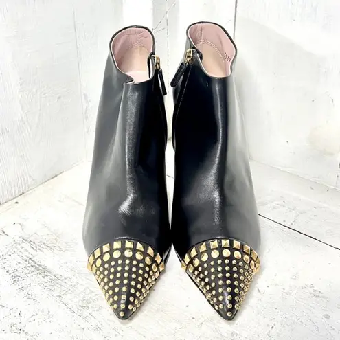 Gucci  Coline Leather Studded Pointed Stilettos Ankle Boots Black Women's 40 / 9