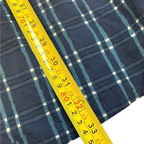 Madewell  Embroidered Puff-Sleeve Babydoll Dress in Indigo Plaid size XS‎ NE787