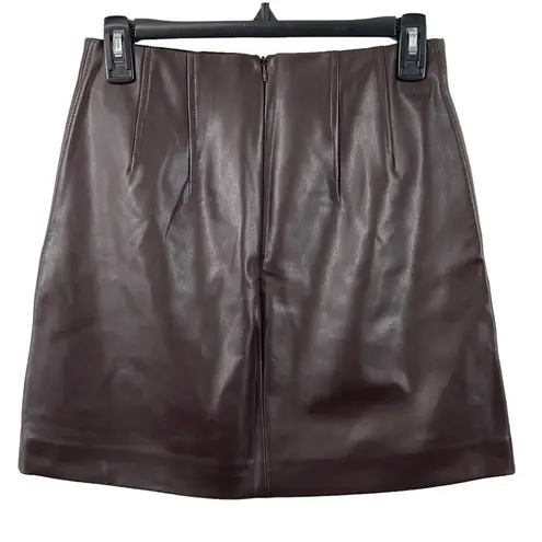 MM.LaFleur NWT M.M. Lafleur The Whitney Brown Vegan Faux Leather A-Line Mini Skirt Size 2 - Image 4