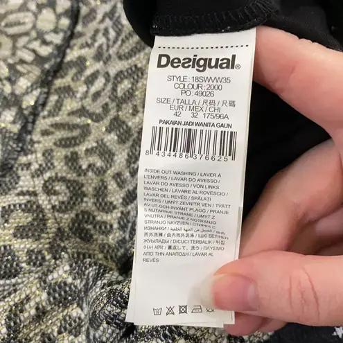 Desigual Heli leopard print metallized sleeveless dress sz L