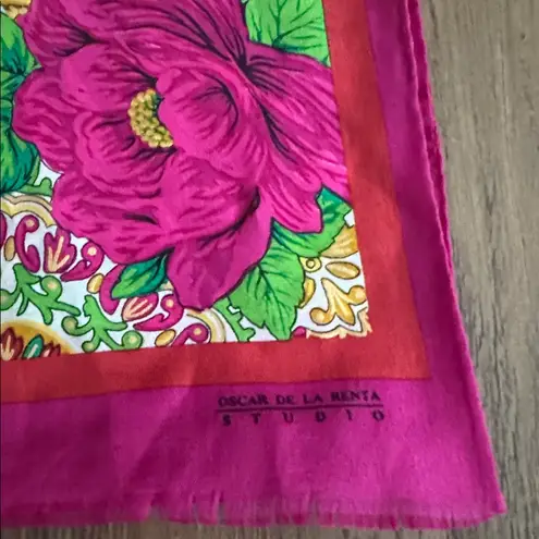 Oscar de la Renta Pink Floral Scarf