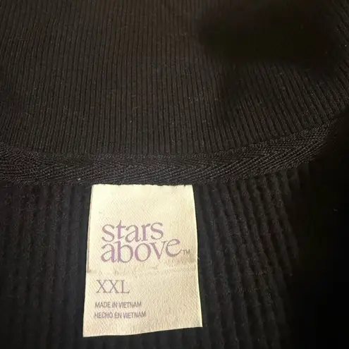 Stars Above Black Waffle Knit Quarter Zip Lounge Sleep Sweatshirt - size XXL