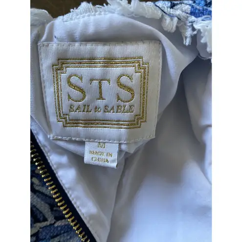 Sail To Sable STS Medium Blue Floral Sleeveless Top Coastal Preppy Resort