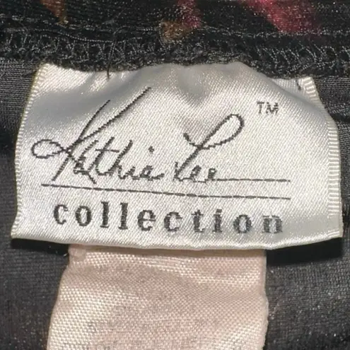 Kathie Lee Collection Velvet Skirt Floral Burnout Midi Black Red Size L Vintage Size L