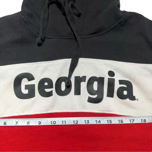 Pressbox Georgia Bulldawgs Dawgs Red White Black Stripe Pullover Cropped Hoodie 2X