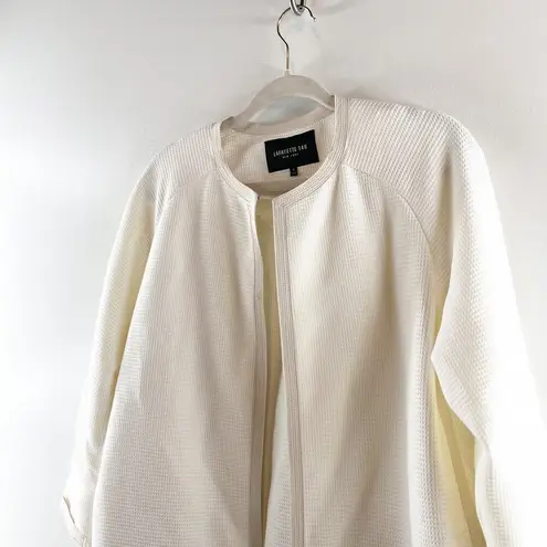 Lafayette 148  New York Long Sleeve Open Waffle Knit Jacket Blazer White Small