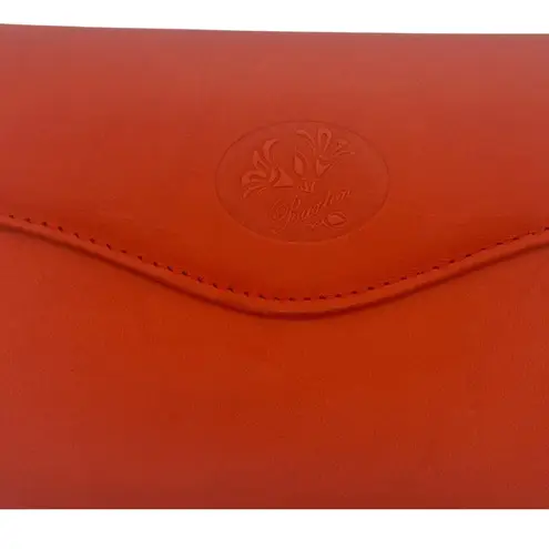 Buxton Genuine Leather Clutch Wallet Fold Over Coin Purse Red Orange