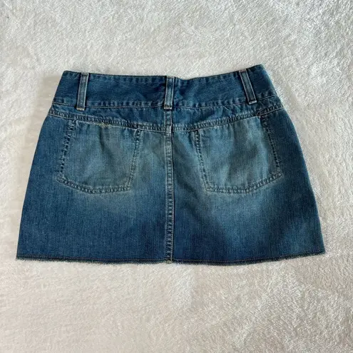 American Eagle  Y2K Denim Mini Skirt Womens Sz 4 Blue Snap Western VTG Festival