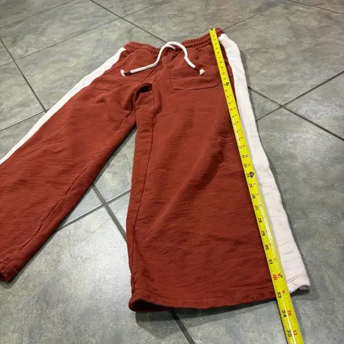 Madewell  Sweatpants Womens Sz S MWL Wide Leg Red White Strips Casual Preppy EUC