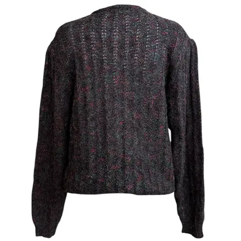 Bleyle Vintage Mohair Sweater Multicolor Wool Cardigan L Large Black