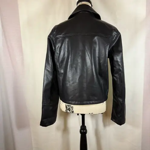 Ashley Outerwear Women’s Faux Leather Moto Jacket Size Large Black Exc Cond