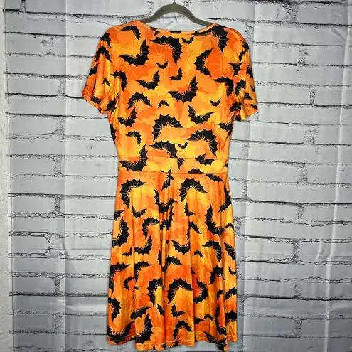 Orange and Black Wrap Midi/Maxi Halloween Bat Sundress SZ L V