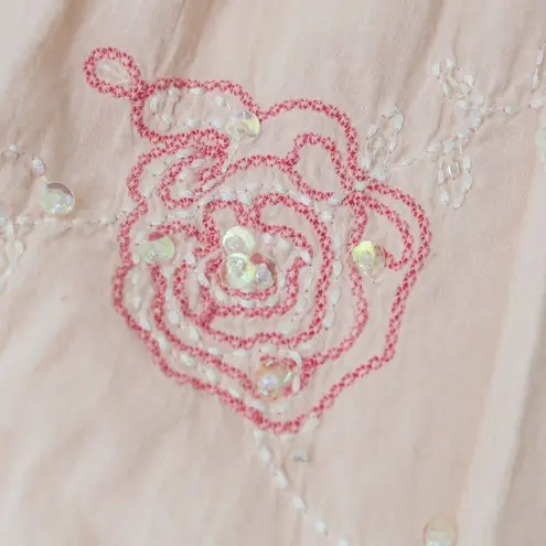 Arizona Jeans Vintage Y2K Arizona Pink Embroidered Floral Sequin Skirt