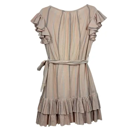Rebecca Taylor  Ruffled belted cotton mini dress 6 S M