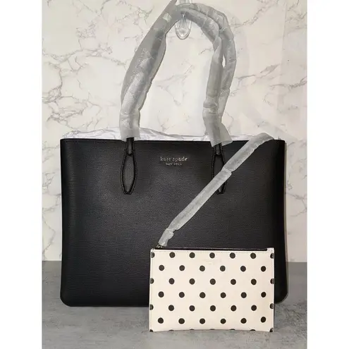 Kate Spade All Day Black Large Leather Tote Bag V3304 NWT $248 MSRP 2 Piece