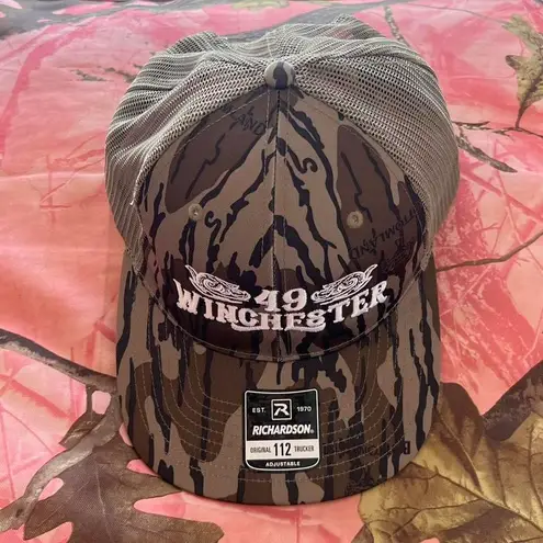 camouflage 49 winchester band embroidered baseball trucker cap Green