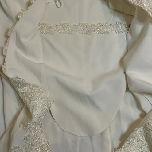 Vintage R&M Richards by Karen Kwong Ivory Lace Appliqué Blazer Top White Size 12P