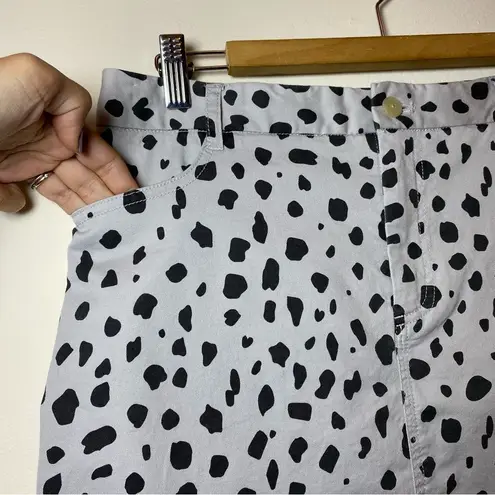 ATM NEW Leopard Animal Print Distressed Hem Mini Skirt Pale Silver Gray Sz 8 Black