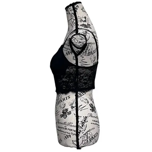 Black Goth Grunge Moto Biker Lace. Rocket Corset Top Lined Witchy Vampy S Fairy