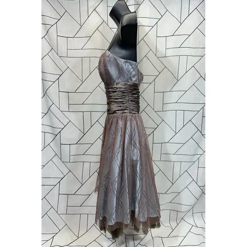 Y2K Morgan And Co Womens Brown Baby Blue Cocktail Homecoming Dress Size 5/6 Hoco