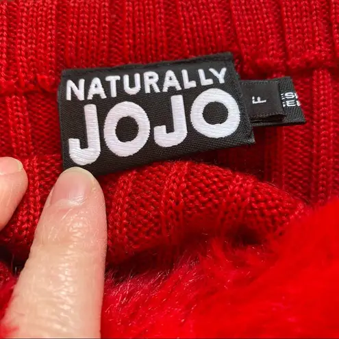 Vintage Naturally Jojo 90s Red Faux Fur Sweater Dress Size Medium