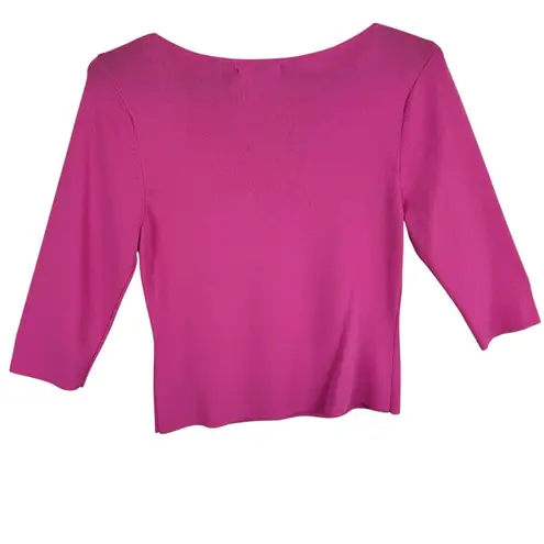 Knit de Knit Pink 3/4 Sleeve Tight Knit Lightweight Pullover Sweater Buttons M Size M