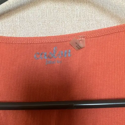 Caslon Orange Embellished Sleeveless Tank Top large