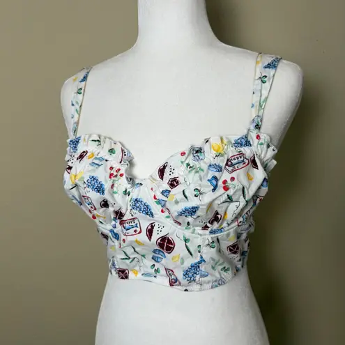 COLSIE Corset Bralette Top Coastal Travel Theme Print Size Small