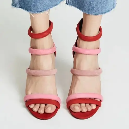 Rebecca Minkoff  Red and Pink Strappy Sandals Colorful Statement Heels Size 8 - Image 3