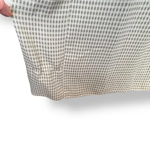 Vintage 90s Pastel Sage Green Gingham Maxi Dress Waffle Knit Bodice Button Front Size M