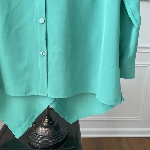 Joan Rivers  Grass Green Tunic button Shirt Blouse M