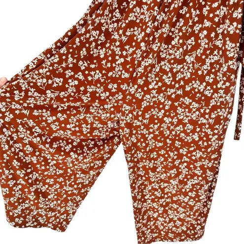 Kaileigh Kalieigh Maternity Ora Knit Crop Jumpsuit in Burnt Orange Floral 1X Sleeveless