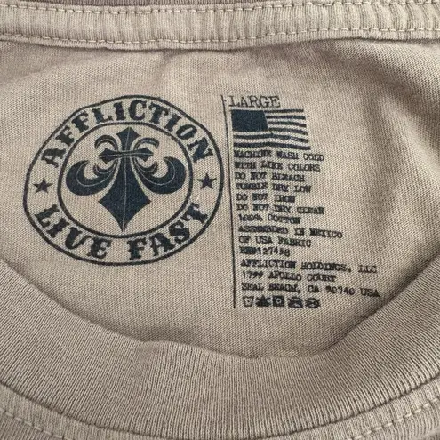 Affliction Tempest Tiger Snake Rosegraphic t-shirt dress Brown Size Large NEW