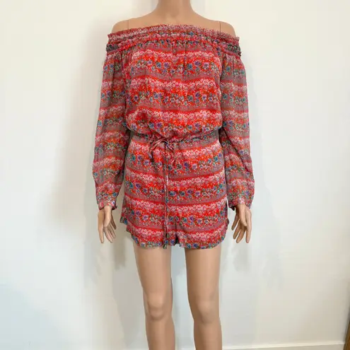 barney's new york small floral Plisse off the shoulder romper SH 2606