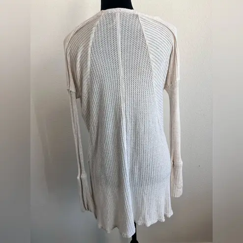 Free People  Women's Cream Waffle Knit Tunic Tops Size Medium