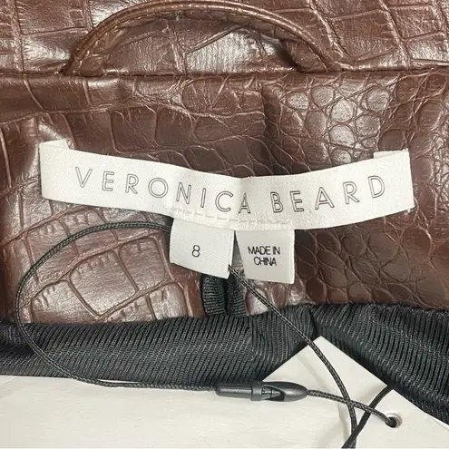 Veronica Beard NWT Cooke Dickey Jacket Brown Croc Embossed Vegan Leather Size 8
