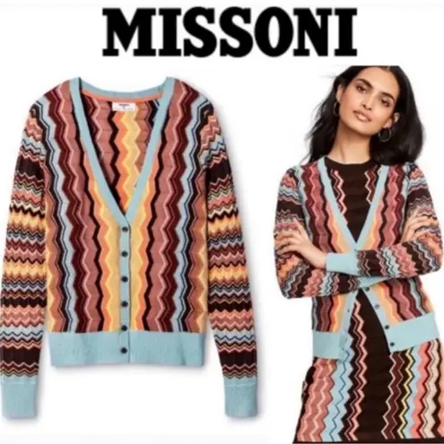 Missoni x Target Zig Zag V Neck Cardigan Sweater XS $65 Blue