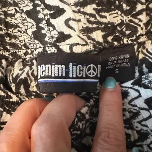 Denimlicious Black & White Print Boho Wide Leg Lounge Pants Women Sz S