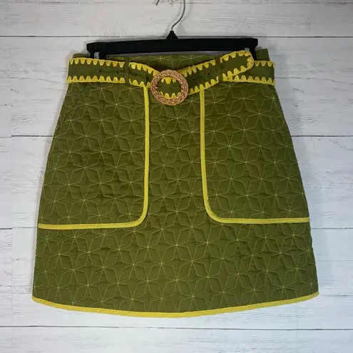 Anna Cate Nickie mini Skirt, Lime Quilt size XS belted NWT Green