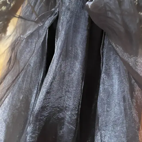 Handmade Vtg 80s Black Gold Burnout Velvet Floral Formal Dress Size S/M Gothic Glam Witch