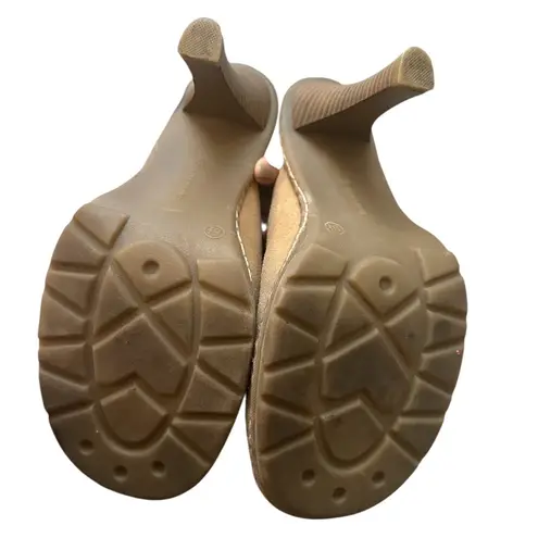 Vintage Y2K Ellemenno “Puffy” suede and rabbit fur platform mules Tan Size 8.5