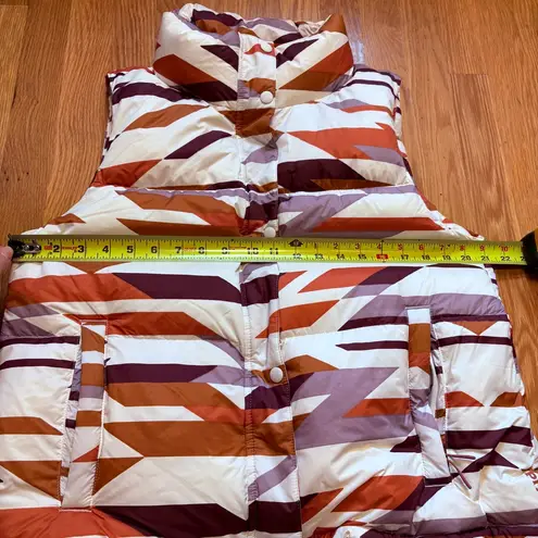 prAna Hellebore Down Filled Vest Women’s Med Zip Snap Puffer Aztec Rose $185Msrp