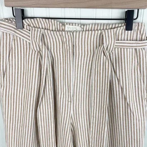 Spartina 449 Lawton Stripe Crop Pant in Tannin Stripe Hemp Cotton Blend Size 6