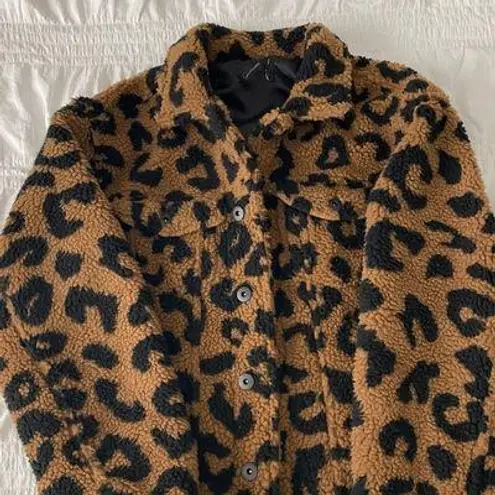 Urban Outfitters Faux Fur Leopard Jacket Multi