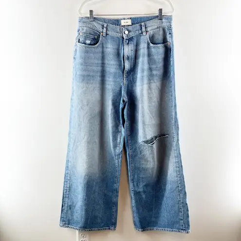 DL1961 Hepburn High Rise Wide Leg Distressed Salton Sea Jeans Denim Blue 32